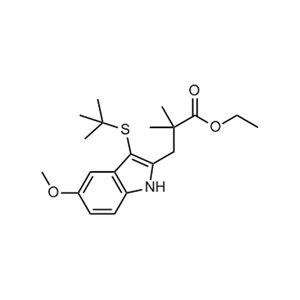 乙基3-(3-(叔丁硫基)-5-甲氧基-1H-吲哚-2-基)-2,2-二甲基丙酸酯, 98%