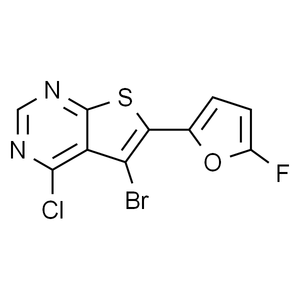 5-bromo-4-chloro-6-(5-fluorofuran-2-yl)thieno[2,3-d]pyrimidine, 85%