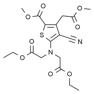 5-[双(2-乙氧基-2-氧乙基)氨基]-4-氰基-2-(甲氧基羰基)-3-噻吩乙酸甲酯